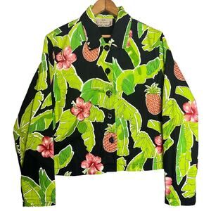 Lifestyle Size Medium Tropical Beaded Jacket Cotton Lined Button Front